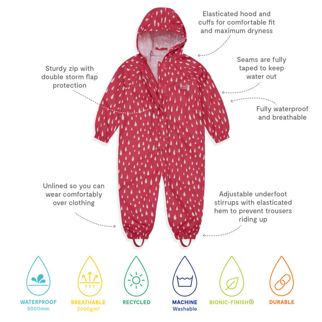 Essentials Waterproof Puddle Suit Pink Raindrop